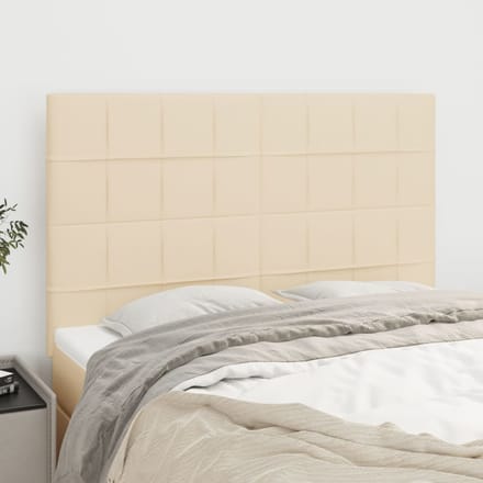 vidaXL - Hoofdbord - crème - 144x5x118/128 - cm - stof
