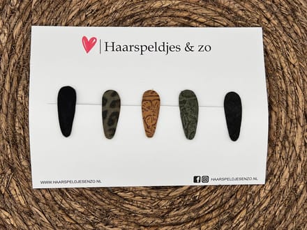 Haarspeldjes 'Lott' setje 1 - speldje met imitatieleer - 4 cm speldjes