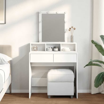 vidaXL - Kaptafel - met - LED - 80x41x144,5 - cm - wit