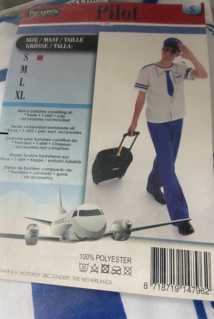 Piloot Verkleedkostuum Dames – Shirt, Broek & Pilotenpet – Maat S