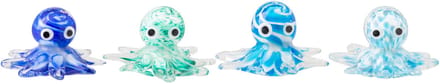 J-Line presse-papier Octopus - glas - blauw/turkoois - set van 4