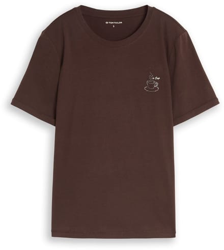 Tom Tailor - T-shirt met print - Maat M - java dark brown