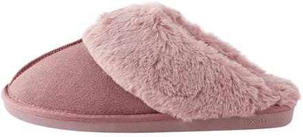 Next - Dames - Met imitatiebont gevoerde suède pantoffelmuiltjes - Roze