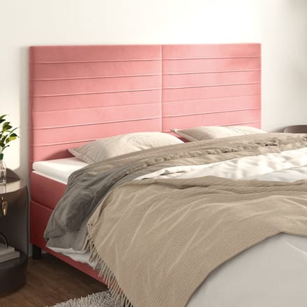 vidaXL - Hoofdbord - roze - 200x5x118/128 - cm - fluweel