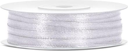 PartyDeco - Satijn lint Wit 3mm/rol 50m