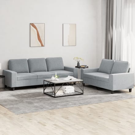 vidaXL - 2-delige - Loungeset - stof - lichtgrijs