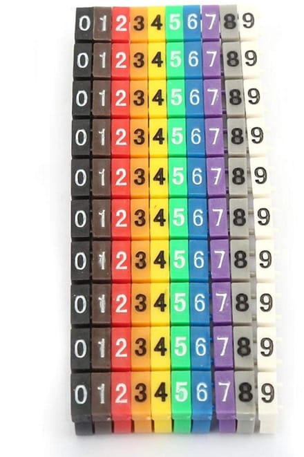 Allecto - Draadnummer - Kabelmarker - 100 stuks - KCM-4 mm 4 mm² - Draadlabel - Perfect voor kabelbeheer - Kunststof