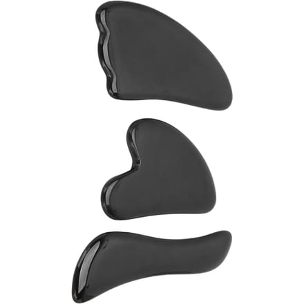 Outil de Massage du Visage Gua Sha en Obsidienne Professionnel Ensemble de Planches à Gratter pour Thérapie Corporelle Portables gray