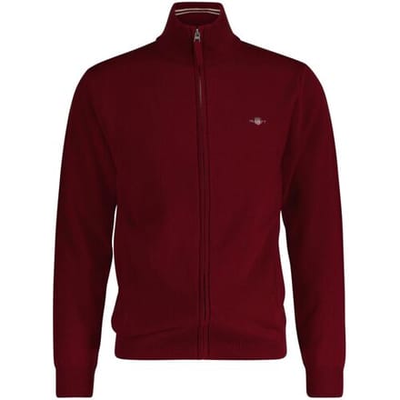 Gant Vest Superfine Lambswool Zip Cardigan Plumped Red / male