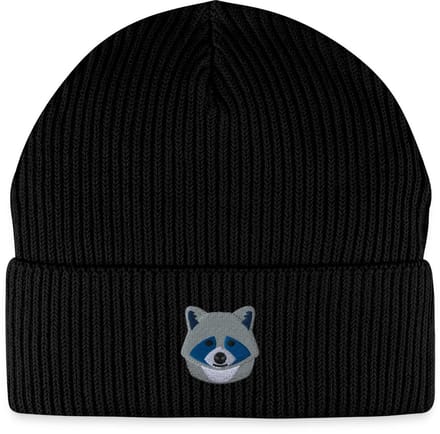 Geborduurde Wasbeer Kop Uniseks Bio Fisherman Beanie