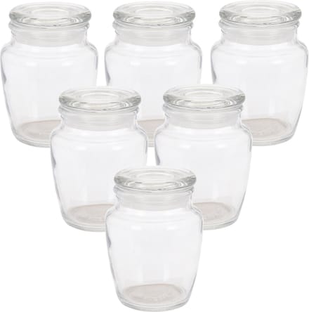 Excellent Houseware Kruiden/voorraadpotjes - 6x stuks - glas - 150 ml