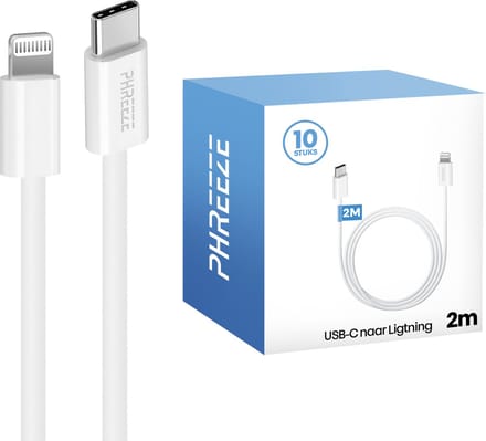 Voordeelpak geschikt voor iPhone 12 oplaadkabels - 2 meter - Wit