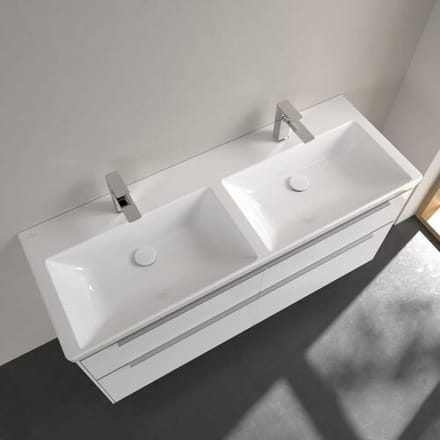 Villeroy & Boch Subway 3.0 cabinet double washbasin 130 cm with 2 tap holes, without overflow 4A71D101
