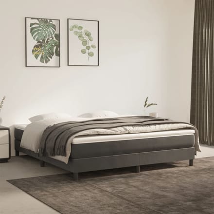 vidaXL - Boxspring - bed - 160x200 - cm - fluweel - donkergrijs