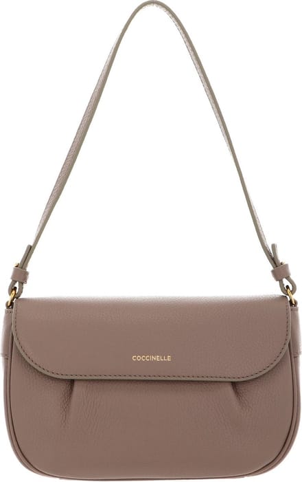 COCCINELLE Leren Schoudertas Coccinelle Buff Mini Bag Grained Leather Warm Taupe