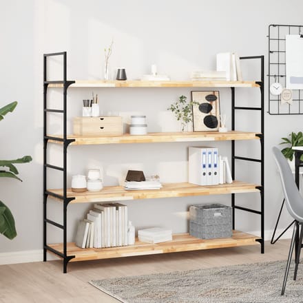 vidaXL - Wandschappen - 4 - st - zwevend - 160x40x4 - cm - onbehandeld - acaciahout