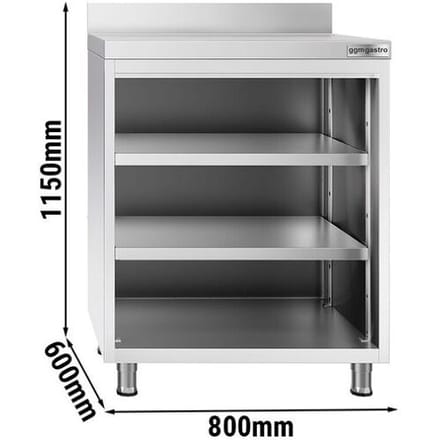 GGM Gastro Bar-Arbeitstisch - Edelstahl - 800x600mm - mit 3 Ablagen
