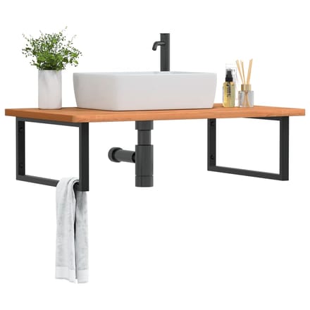 vidaXL - Badkamer - wandschap - staal - en - massief - beukenhout