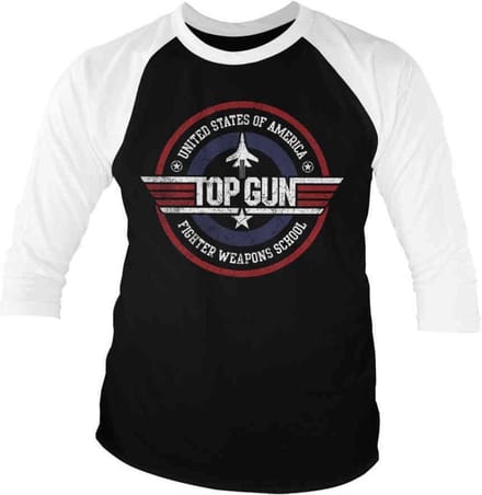 Top Gun Raglan top -2XL- Fighter Weapons School Zwart/Wit