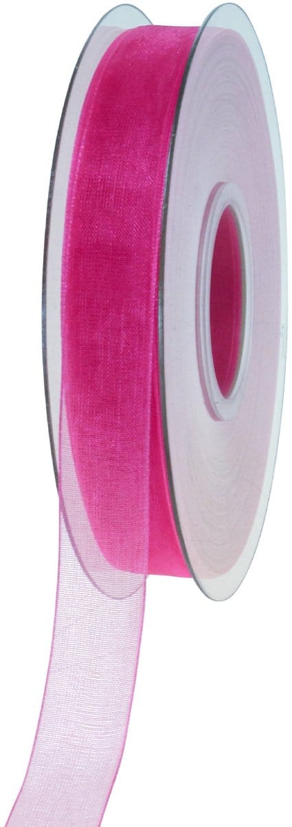 Organza lint cadeaulint roze lint zelfkant 15mm 50m