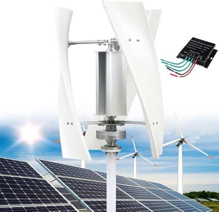 Verticale Windturbine - Energie Generator - Duurzame Energie - Lage Opstartwindsnelheid - Diameter 53cm - Wit