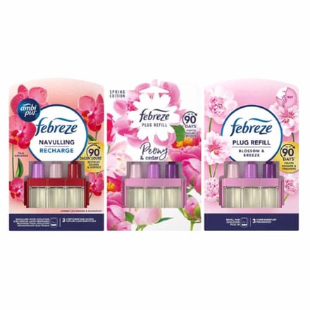 Ambi Pur / Febreze 3Volution Navullingen 3-Delig Voordeelpakket - Thai Orchidee, Peony & Cedar, Blossom & Breeze.
