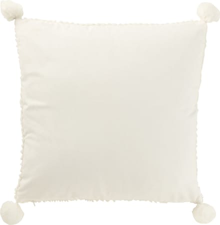 J-Line kussen Zacht Pompoms - polyester - wit