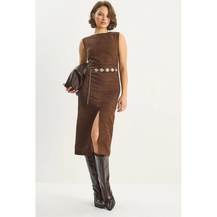Vegan Suède Midi-jurk
