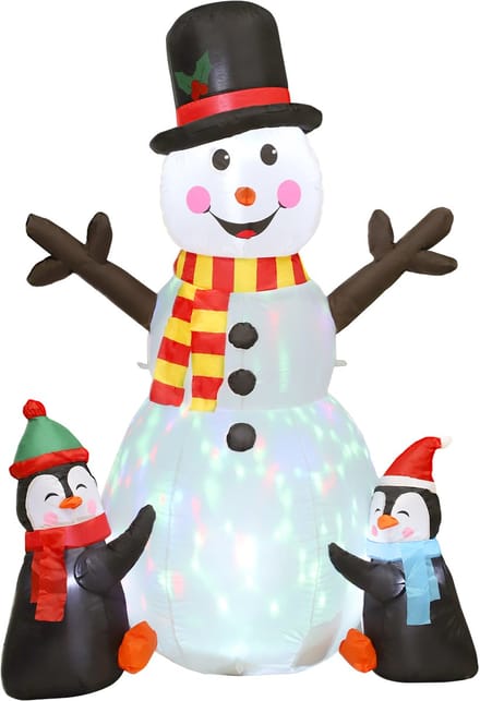 Outsunny - Opblaasbare sneeuwpop - Polyester - 129x85x180cm - Wit
