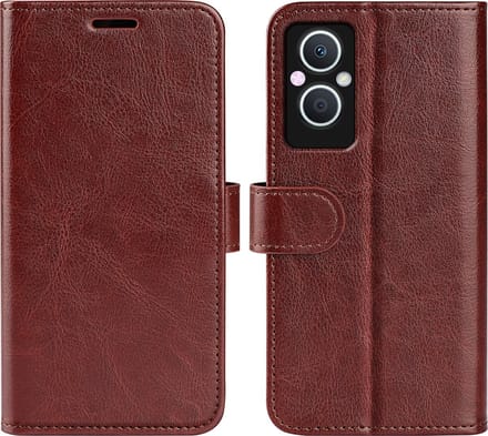MobyDefend Hoesje - Geschikt voor Oppo Reno 8 Lite - Wallet Book Case (Sluiting Achterkant) - Bruin