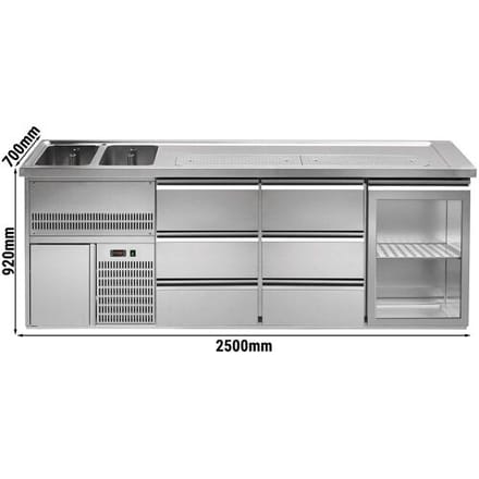 GGM Gastro Biertheke Premium PLUS - 2500x700mm - 1 Glastür & 6 Schubladen