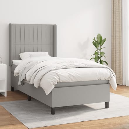 vidaXL - Boxspring - met - matras - stof - lichtgrijs - 90x190 - cm