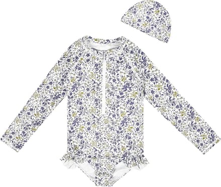 Eendelig badpak voor baby's en meisjes met lange mouwen, muts en SPF 50+