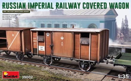 MiniArt Modelbouwpakket Militaire voertuigen - 39002 Russian imperial railway covered wagon WWI Plastic - 1:35 - Modelbouw