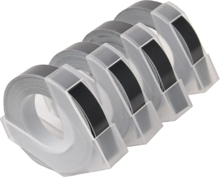 DESQ® Lettertape 9 mm | 4 stuks | 3 meter per tape | Zwart