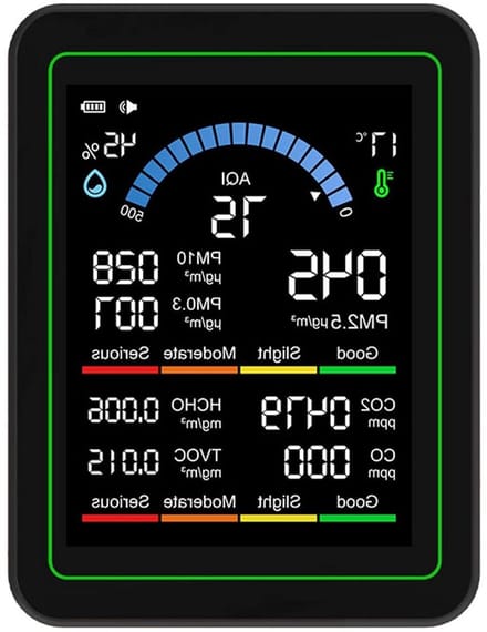 Luchtkwaliteitsmonitor - Luchtmeter Detector - Binnenlucht Meten - Hoge Precisie Sensoren - 2000 mAh Batterij - Wit