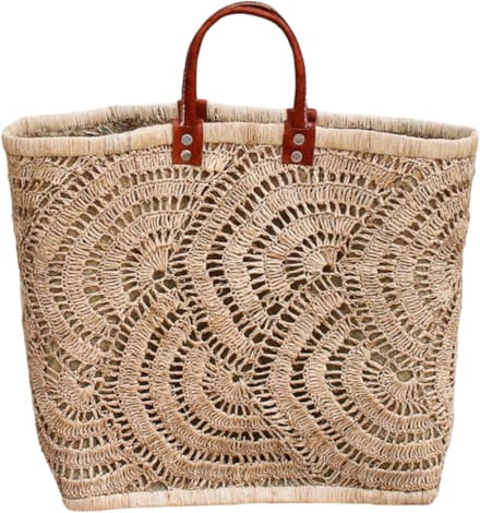 Tas Riet met waaier, Rieten tas, Shopper, Strandtas, Rieten tas