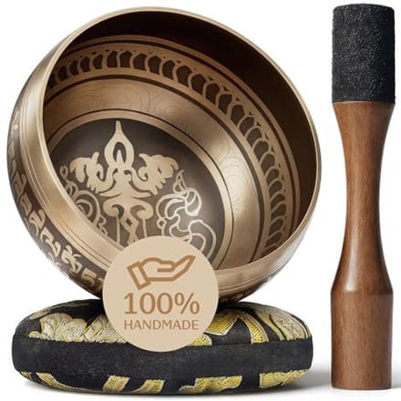 Tibetaanse klankschaal set - bevorder harmonie, chakra healing en mindfulness - Licht goud