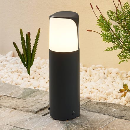Lucande - Sokkellamp - 1licht - Aluminium, polycarbonaat - H: 30 cm - E27 - antraciet, wit