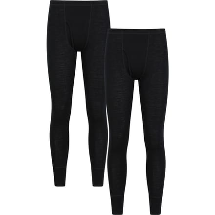 Mountain Warehouse Heren Merino Wol Base Layer Onderbroek (Set van 2) (Zwart)