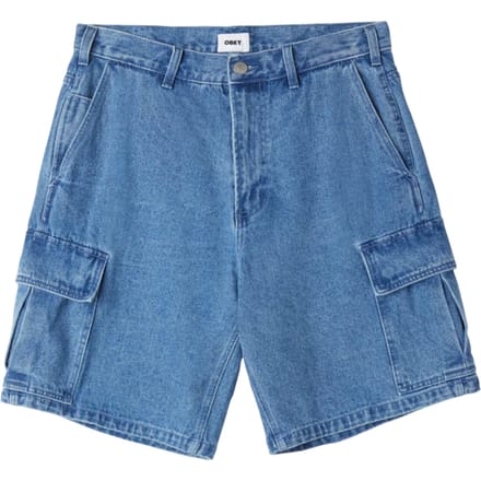 bermuda Obey bigwig baggy denim cargo short - steen wassen indigo