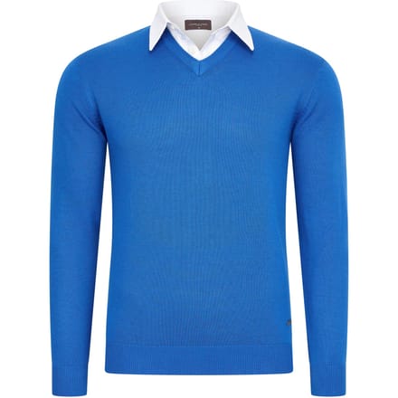 Cappuccino Italia - Heren Trui Pullover Mock - Blauw - Maat M