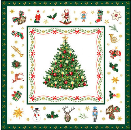 Ambiente - Servetten - 25 x 25 cm - Christmas Evergreen White - Kerst