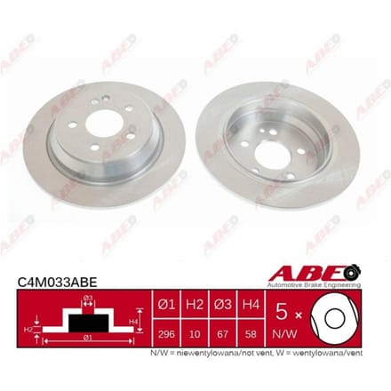 Remschijf ABE C4M033 achter, volledig, sterk gecarboniseerd, 1 Stuk