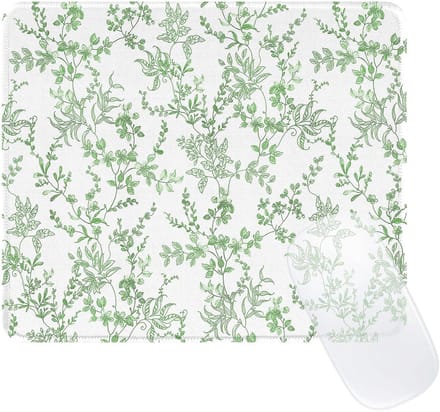 Elegante Groene Bloemen Muismat - Waterdicht & Antislip Bureauaccessoire