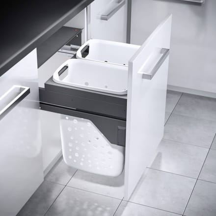 Hailo Laundry Carrier 60cm 2 x 33L, ondiep d.grijs Doeco Voor kastladen