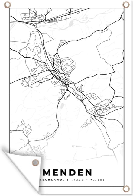 Tuinposters buiten Menden - Plattegrond - Kaart - Stadskaart - 60x90 cm - Tuindoek