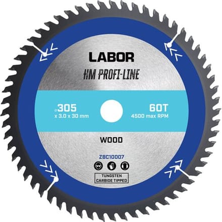 Labor HM cirkelzaagblad hout 305x30x3mm 60T