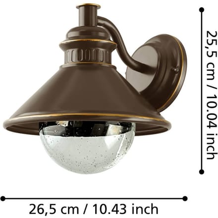 EGLO Albacete Wandlamp Buiten - E27 - 26,5 cm - Bruin/Koper