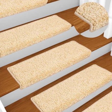 vidaXL - Trapmatten - 10 - st - 65x21x4 - cm - crème - met - rechthoekige - rand